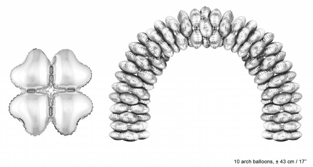 Folieballonnen ballonboog Hartvorm Zilver (10 stuks)