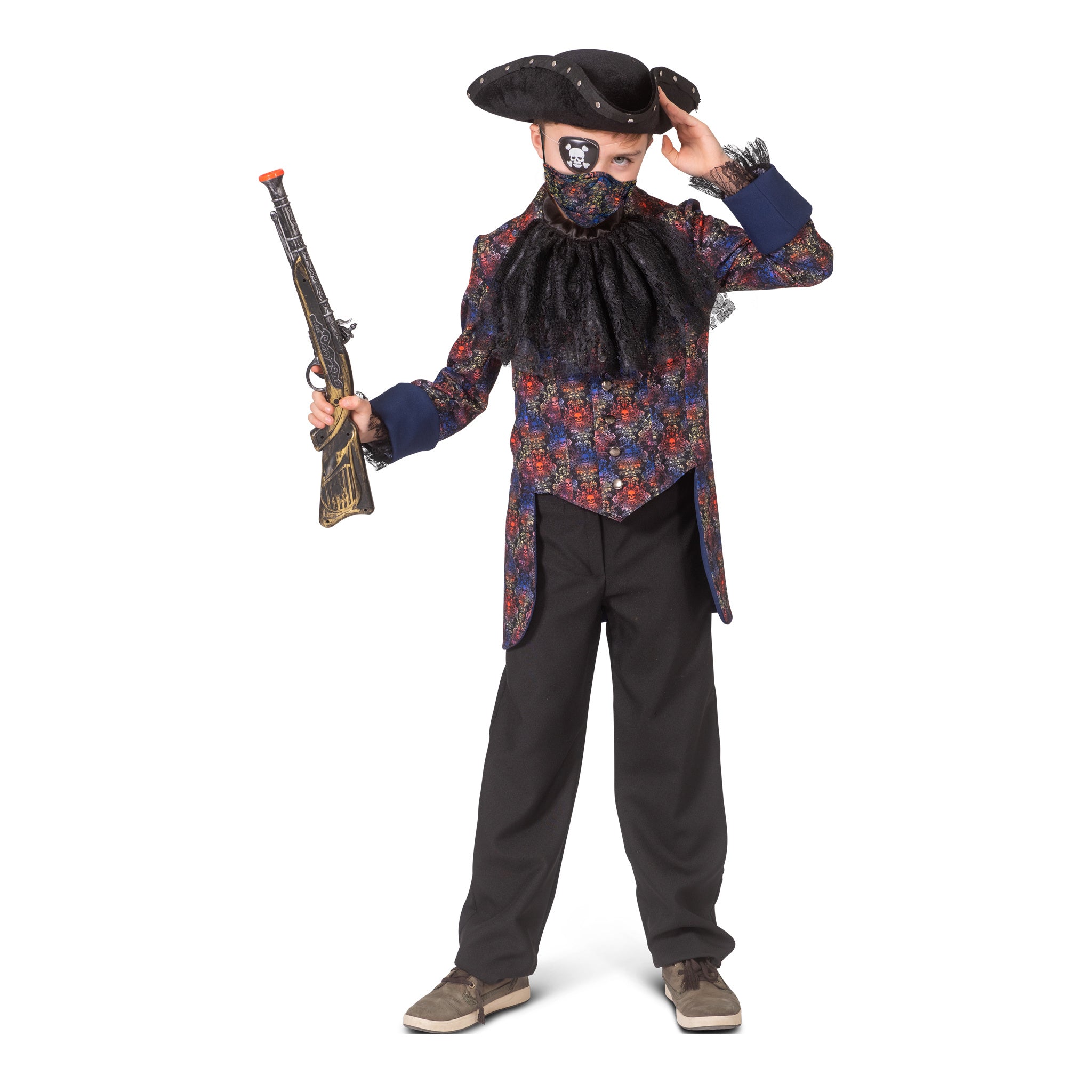 Funny Fashion - Piraat & Viking Kostuum - Baroque Piratenjas Kind - blauw - Maat 116 - Carnavalskleding - Verkleedkleding