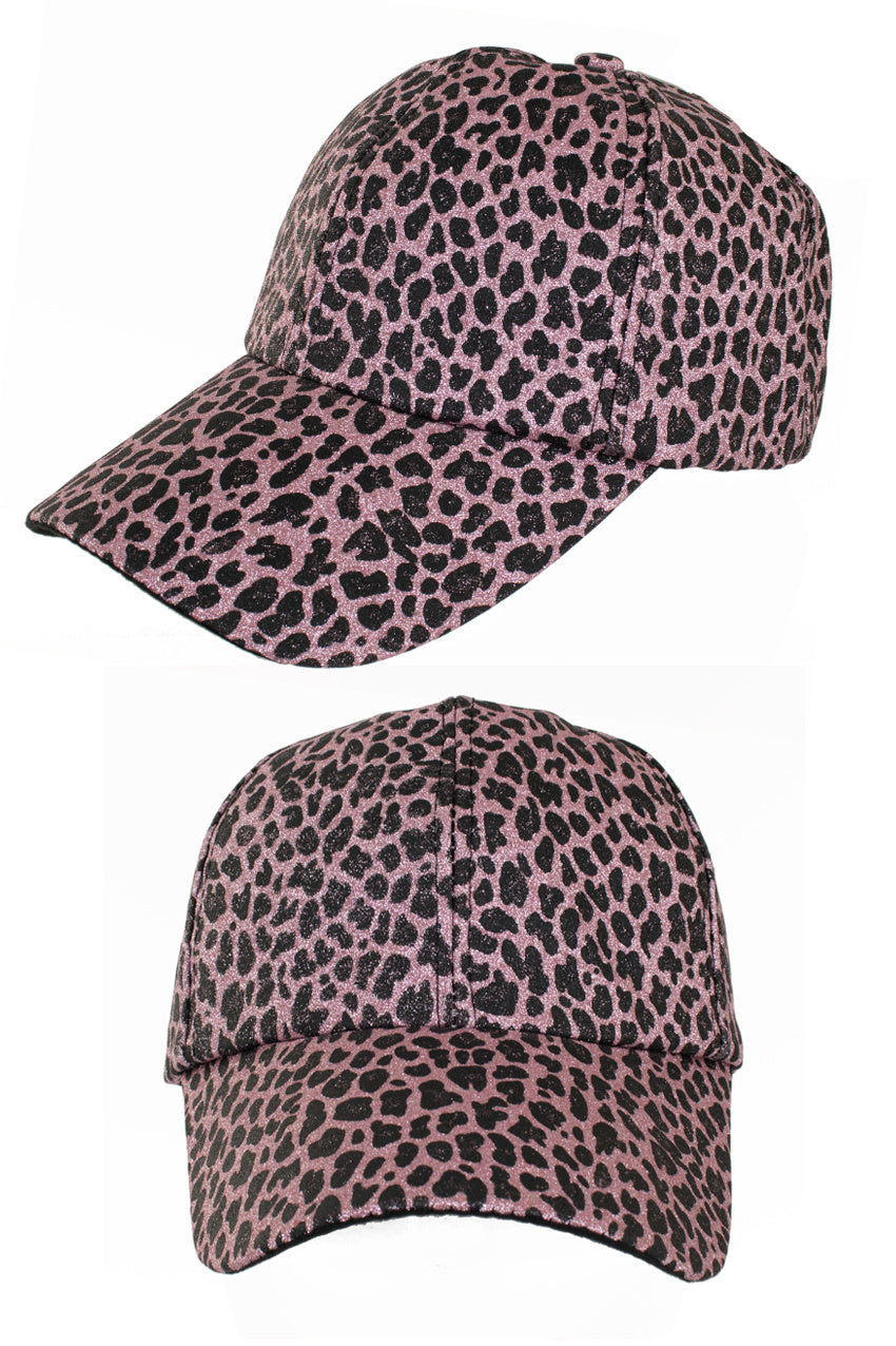 Baseballcap panter glitter pink