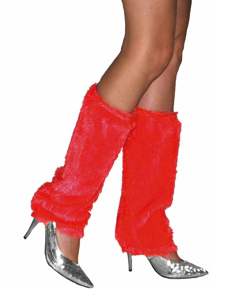 Funny Fashion -Fuzzy Beenwarmers Rood - rood - One Size - Carnavalskleding - Verkleedkleding