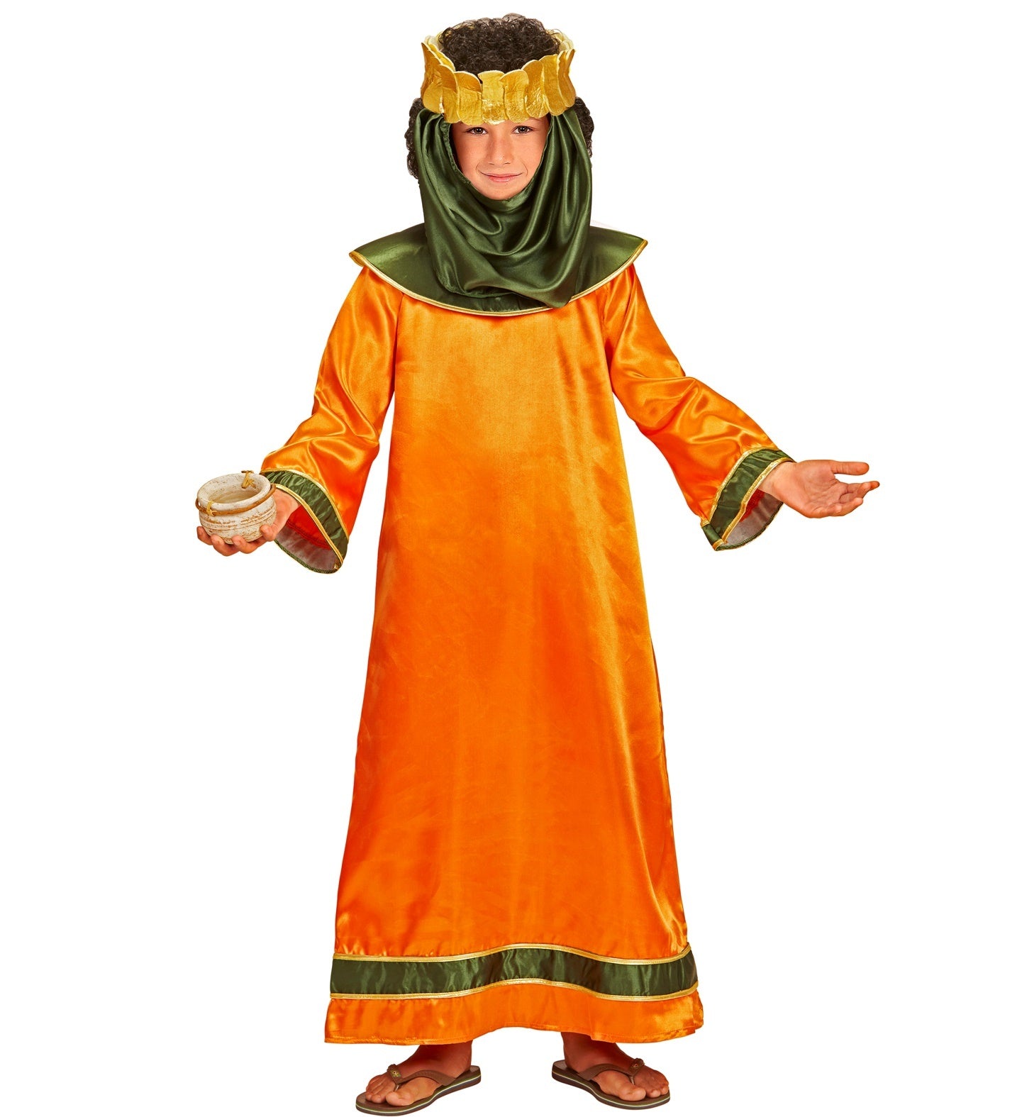 Widmann - Koning Prins & Adel Kostuum - Bijbelse Koning Salomo - Jongen - oranje - Maat 140 - Carnavalskleding - Verkleedkleding