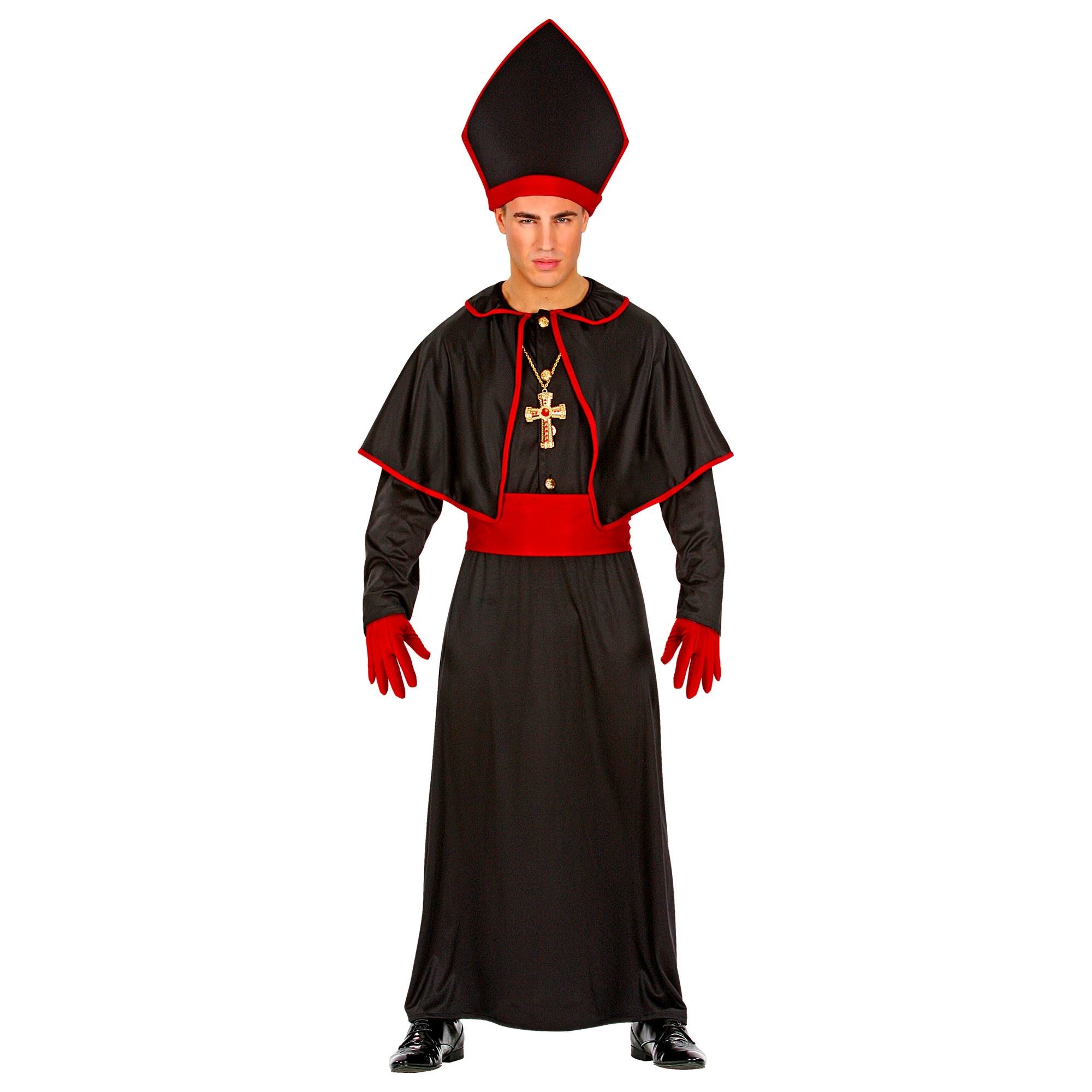 Widmann - Monnik & Pater & Priester Kostuum - Bisschop Otto Obscura - Man - Zwart - Large - Halloween - Verkleedkleding