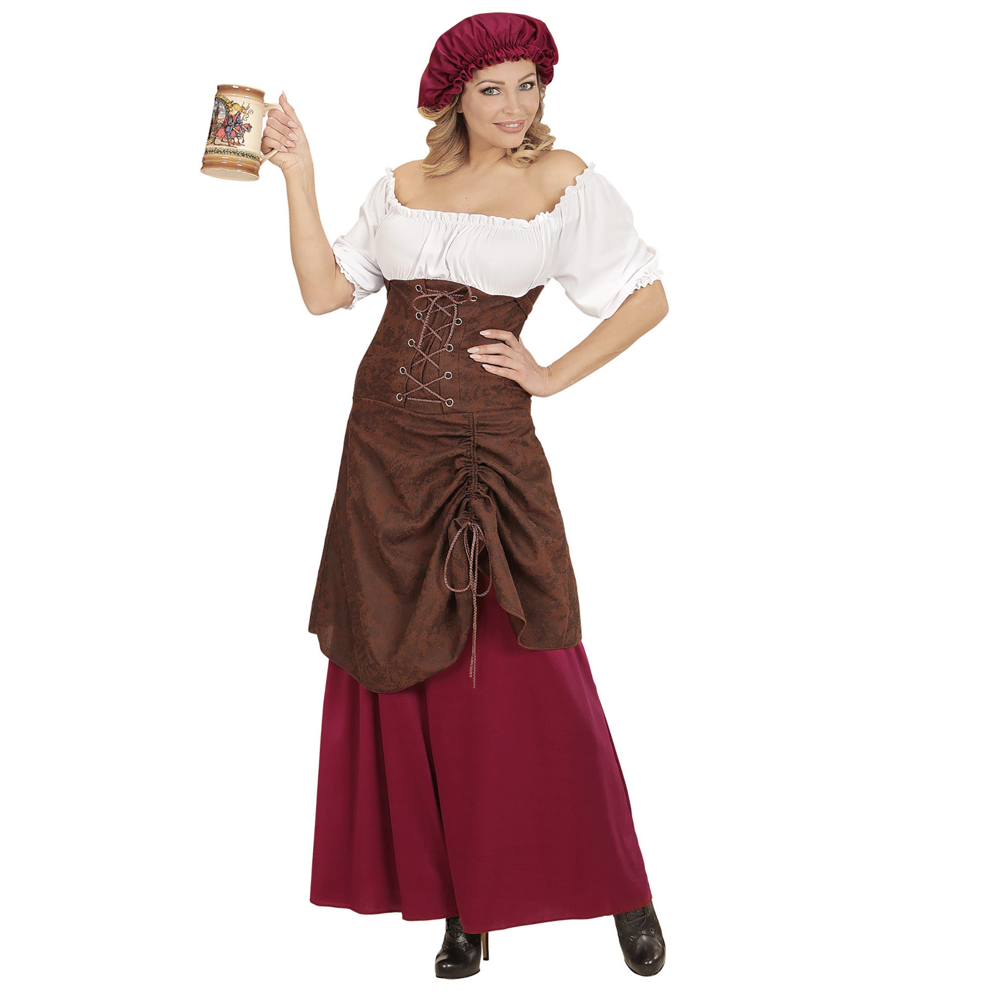 Widmann - Boeren Tirol & Oktoberfest Kostuum - Taveerne Meid Lisanne - Vrouw - rood,bruin - Medium - Carnavalskleding - Verkleedkleding