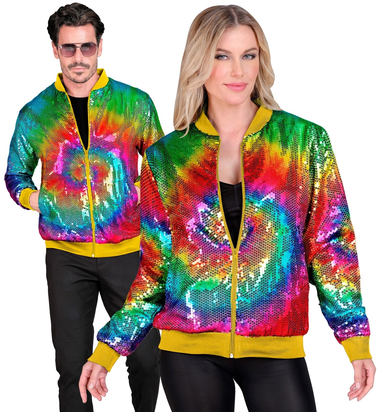 Hippie bomberjas pailletten tie dye