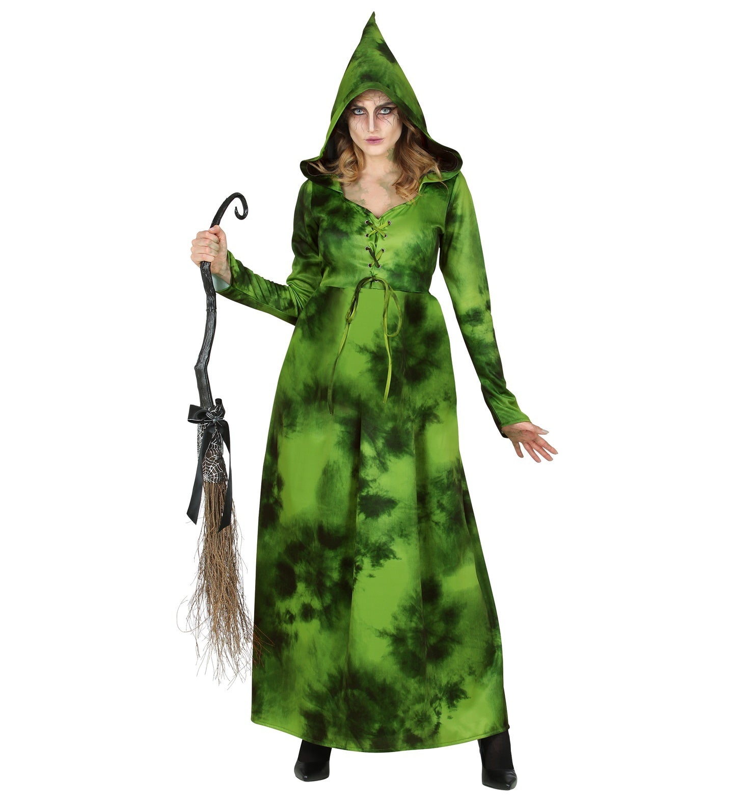 Widmann - Heks & Spider Lady & Voodoo & Duistere Religie Kostuum - Heks Van Het Zwarte Woud - Vrouw - groen - Medium - Halloween - Verkleedkleding