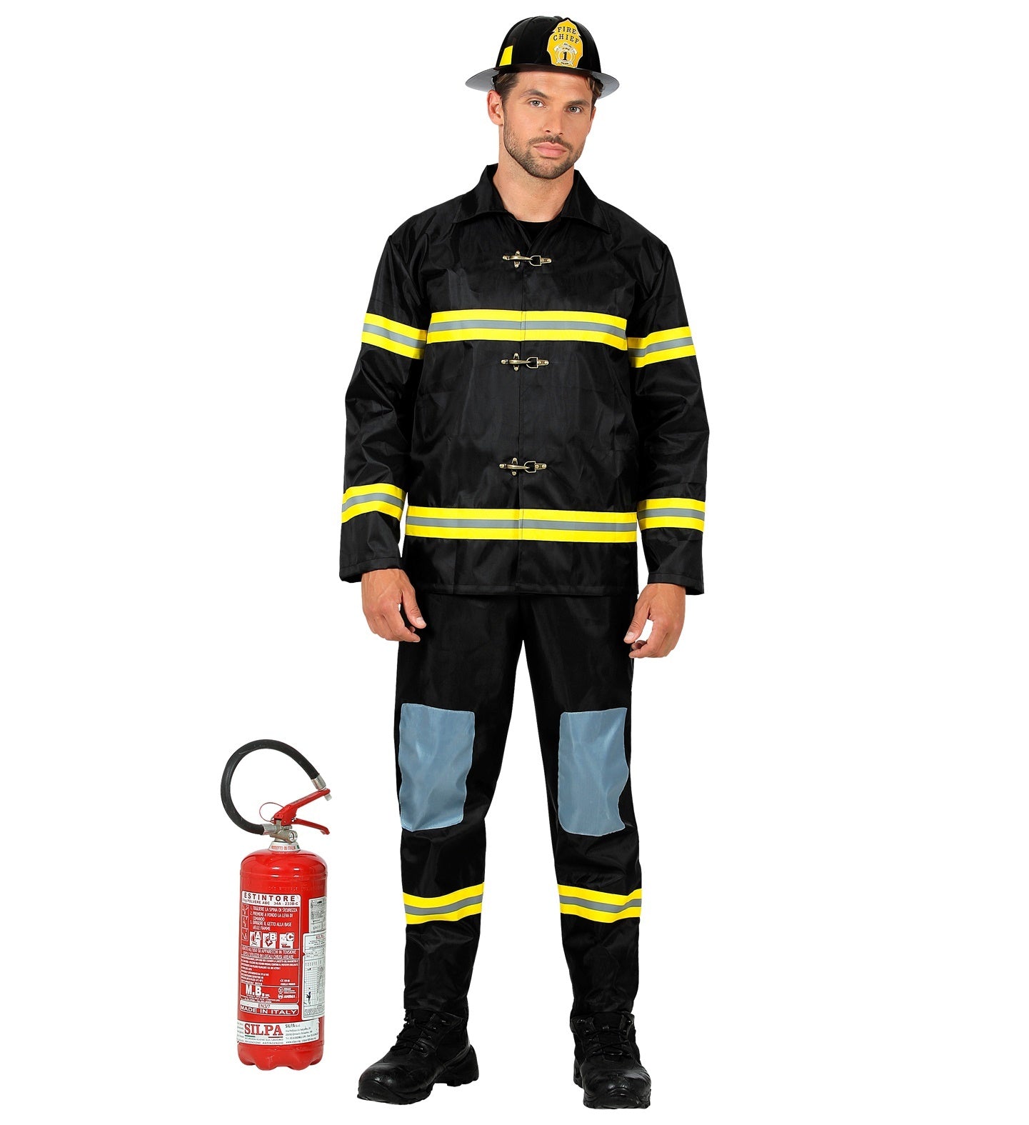 Widmann - Brandweer Kostuum - Vuurbestrijdende Levensredder Brandweerman Kostuum - geel,zwart - Small - Carnavalskleding - Verkleedkleding