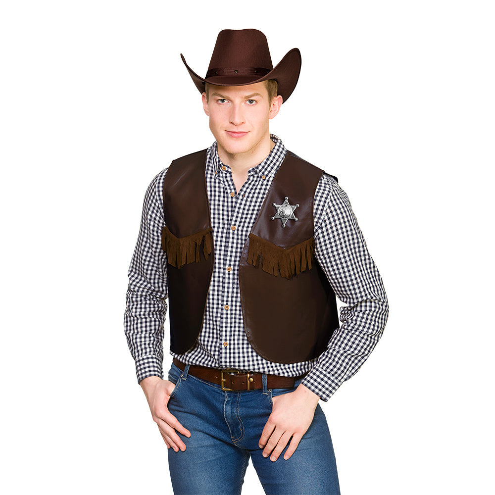 Ruig bruin cowboy vest Sem volwassenen