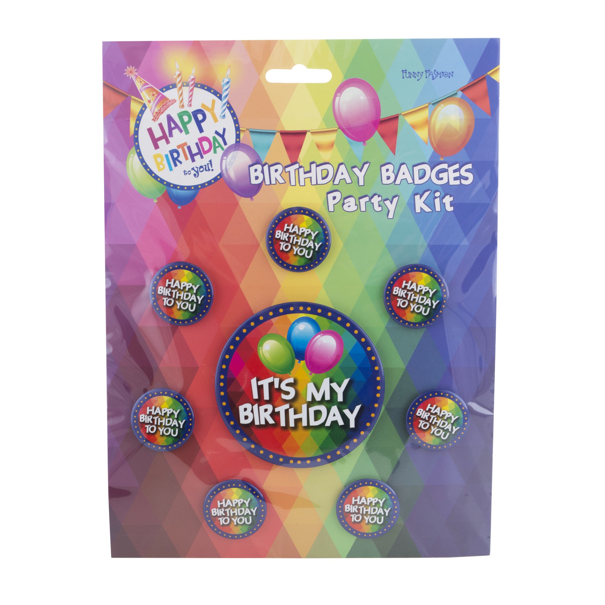 Leuke button set happy birthday 8st.