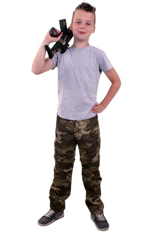 PartyXplosion - Leger & Oorlog Kostuum - Bruine Camouflage Broek Oerwoud Commando Jongen - groen - Maat 140 - Carnavalskleding - Verkleedkleding