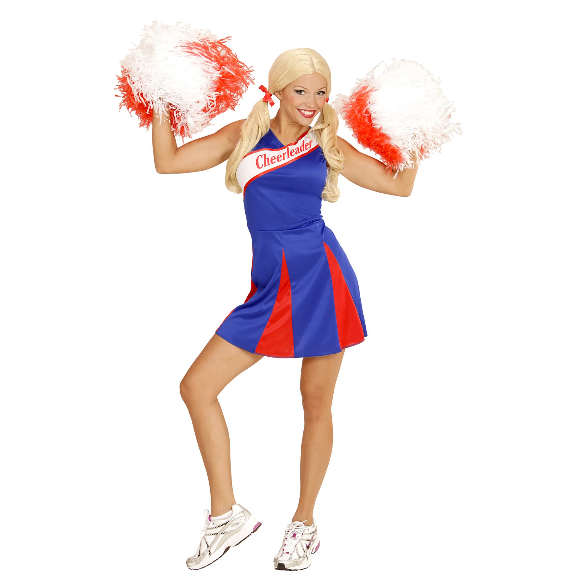 Widmann - Cheerleader Kostuum - Amerikaanse Cheerleader Blauw / Rood - Vrouw - blauw,rood - Medium - Carnavalskleding - Verkleedkleding