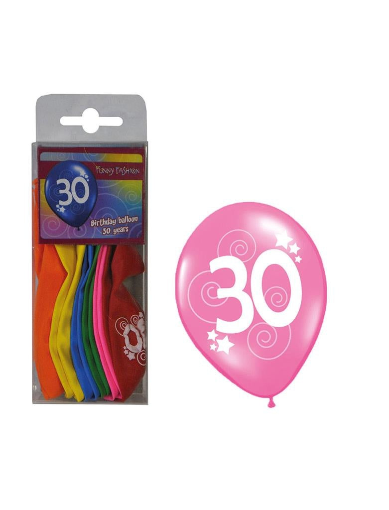 Mooie leeftijd ballonnen cijfer 30 in gemixte kleuren