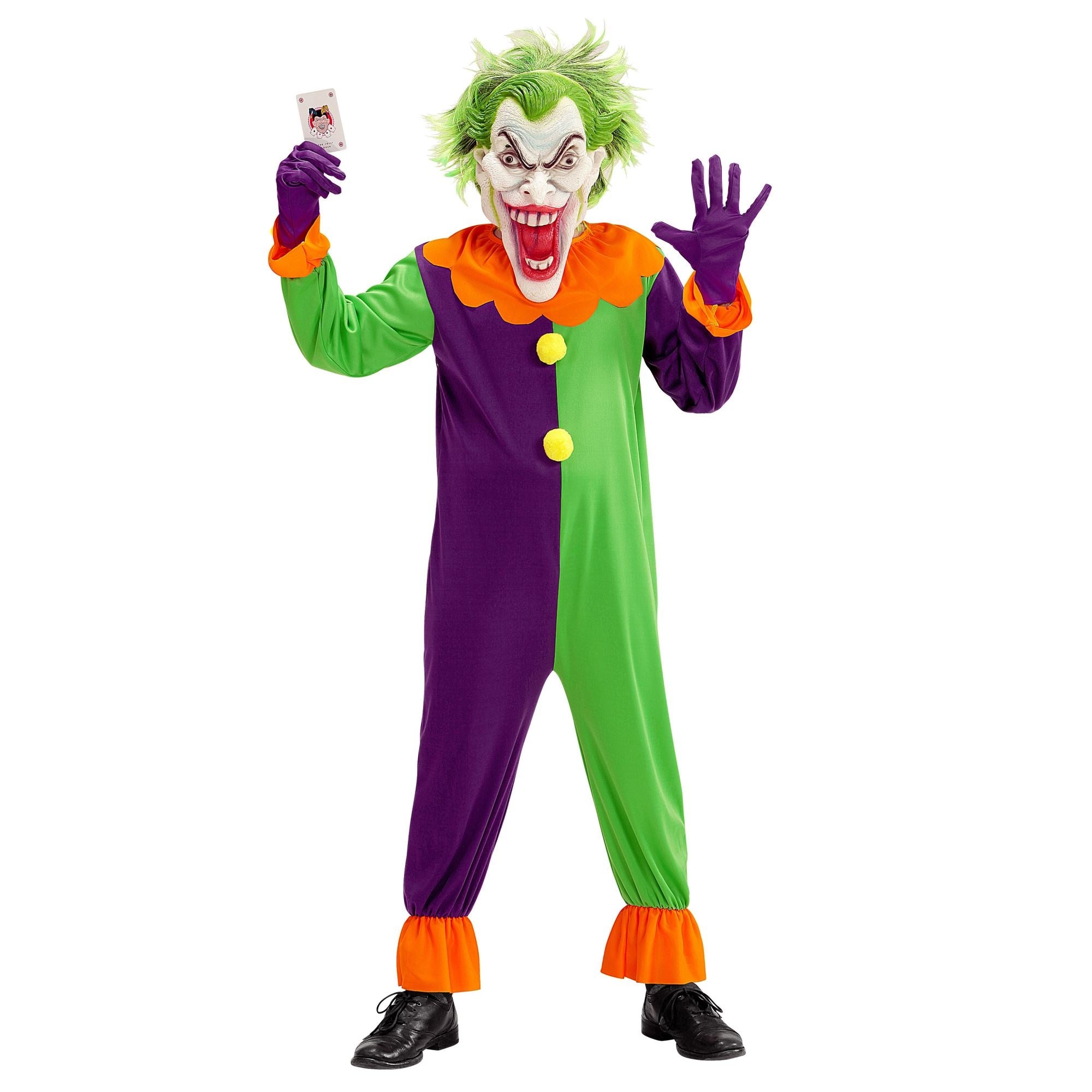 Widmann - Joker Kostuum - Evil Joker Jose - Jongen - groen,paars - Maat 140 - Carnavalskleding - Verkleedkleding