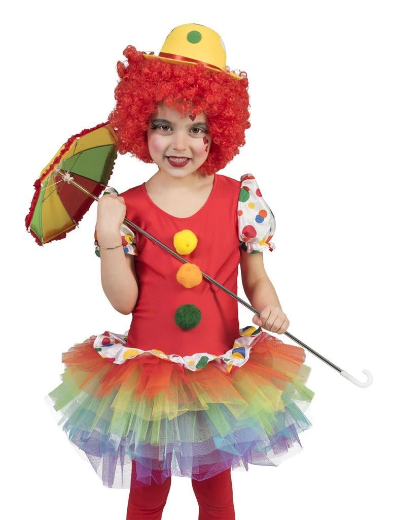 Clown & Nar Kostuum | Pierrot Clown | Meisje | Maat 140 | Carnaval kostuum | Verkleedkleding