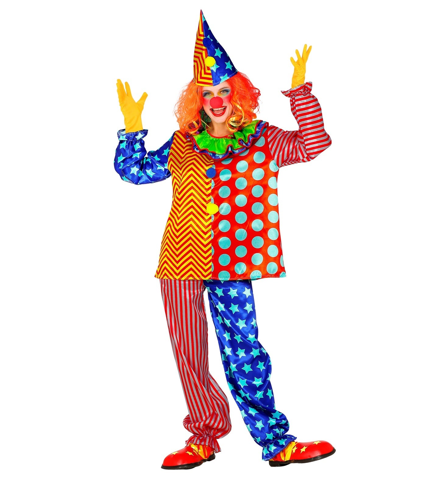 Widmann - Clown & Nar Kostuum - Hilarische Knotsgekke Clown Kostuum - multicolor - Large - Carnavalskleding - Verkleedkleding