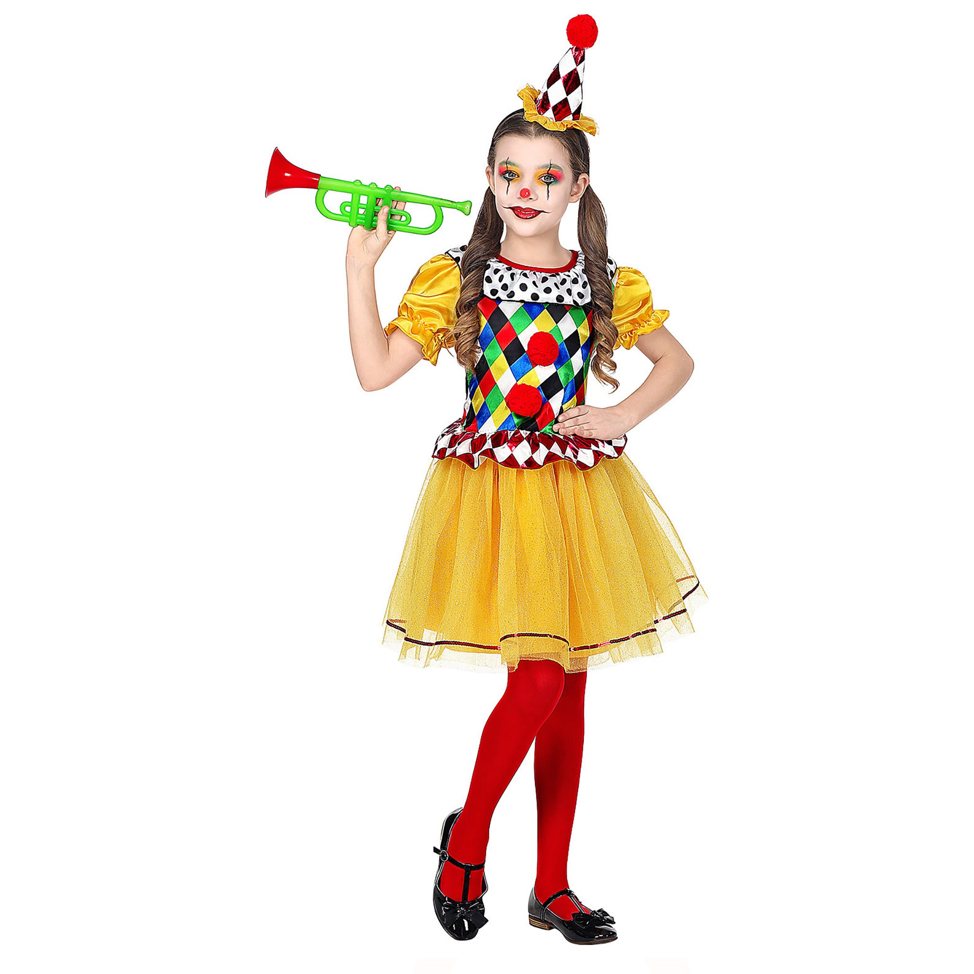 WIDMANN - Veelkleurig geruit clown kostuum voor meisjes - 116 (4-5 jaar)