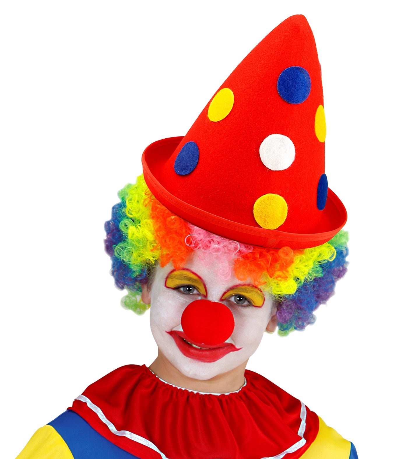 Widmann - Clown & Nar Kostuum - Hoed Noppie De Clown Rood - rood - Carnavalskleding - Verkleedkleding