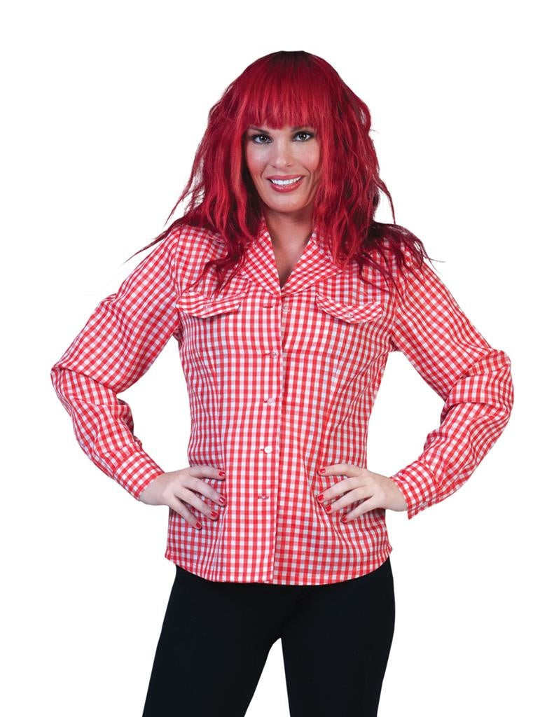 Tiroler blouse dame rood/wit