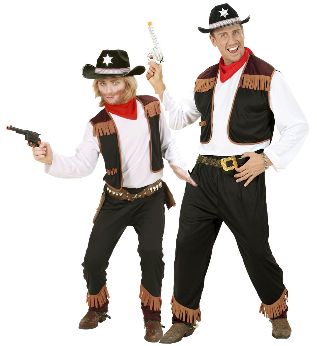 Carnavalskleding cowboykostuums voor vader&zoon