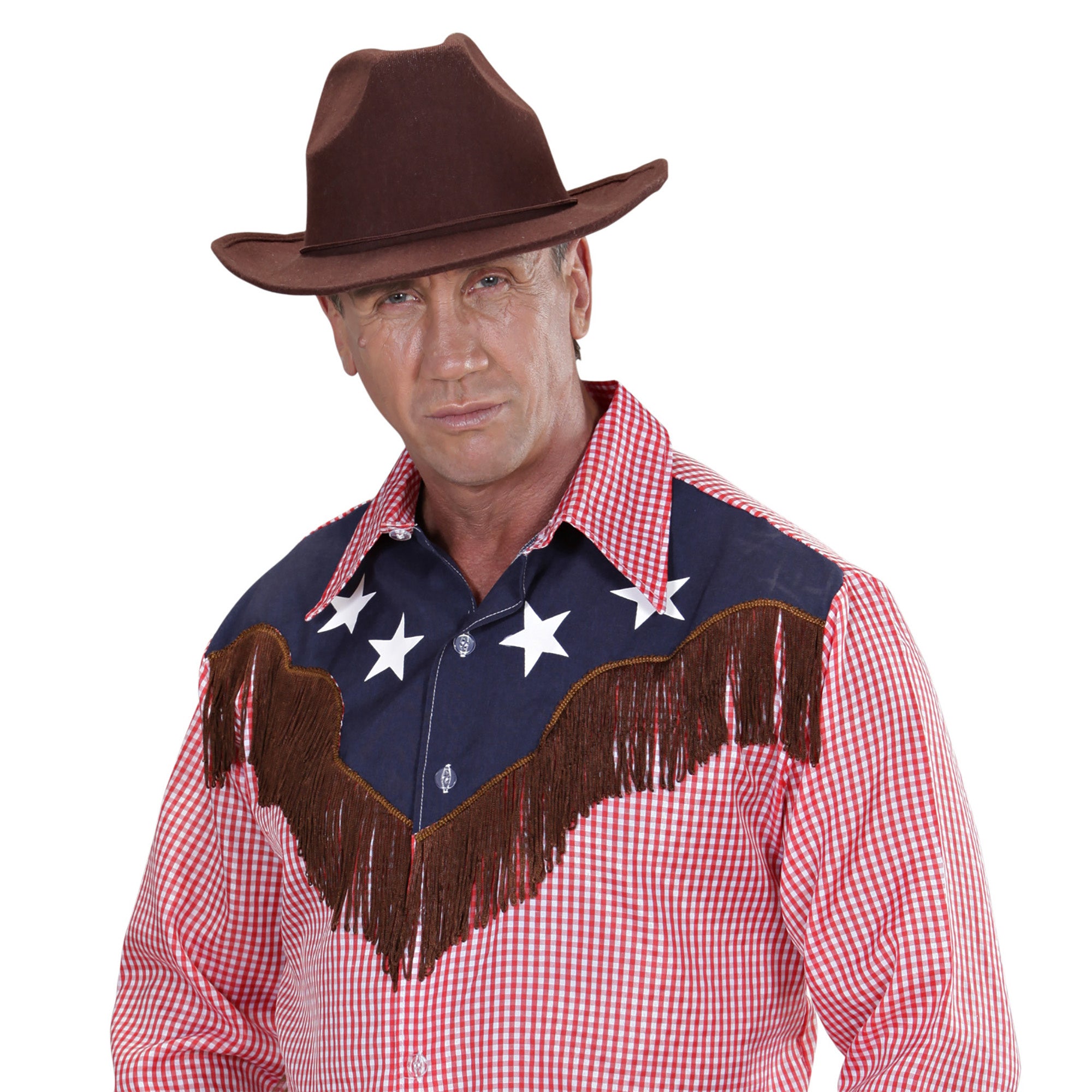 Widmann - Cowboy & Cowgirl Kostuum - Cowboyhoed Bruin - Bruin - Carnavalskleding - Verkleedkleding