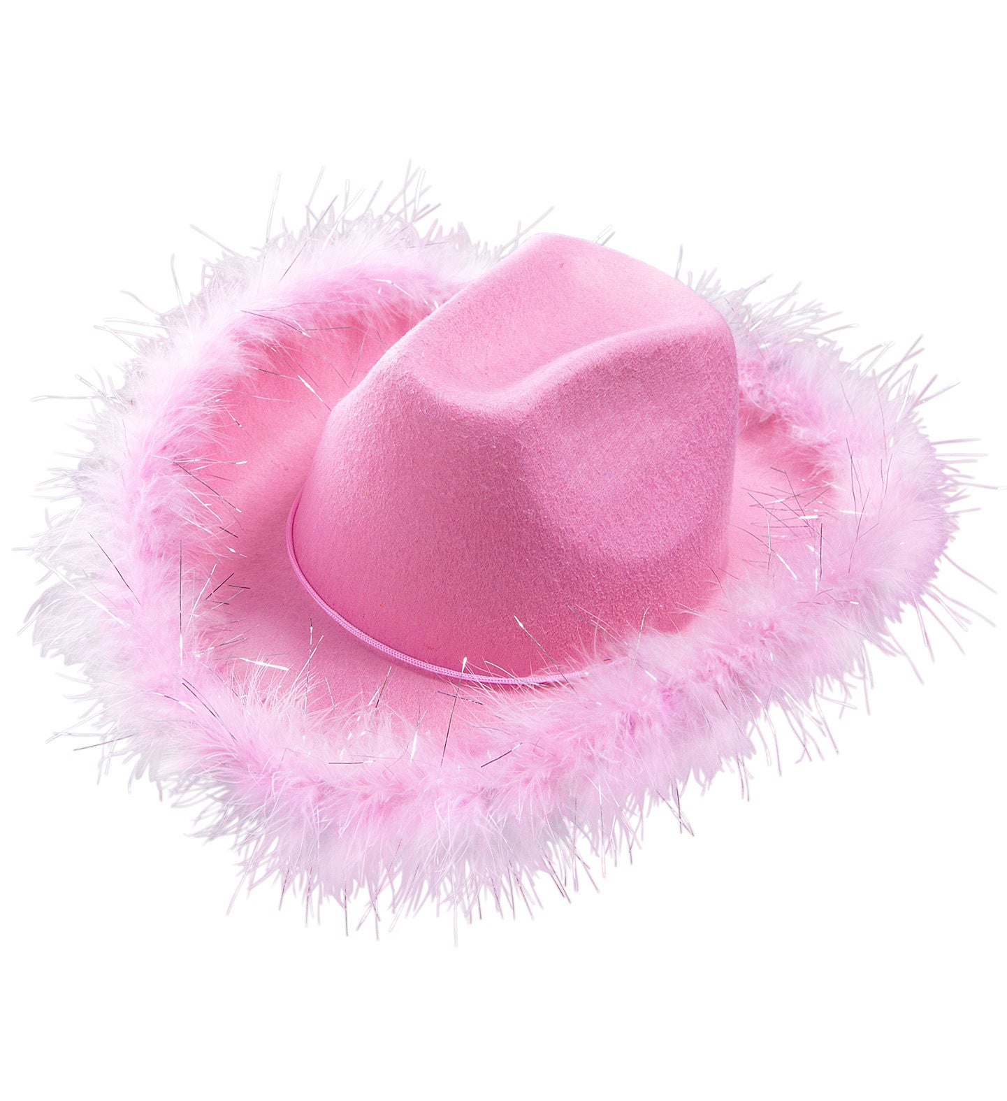 Cowboyhoed Lurex Zacht Rose Met Marabou