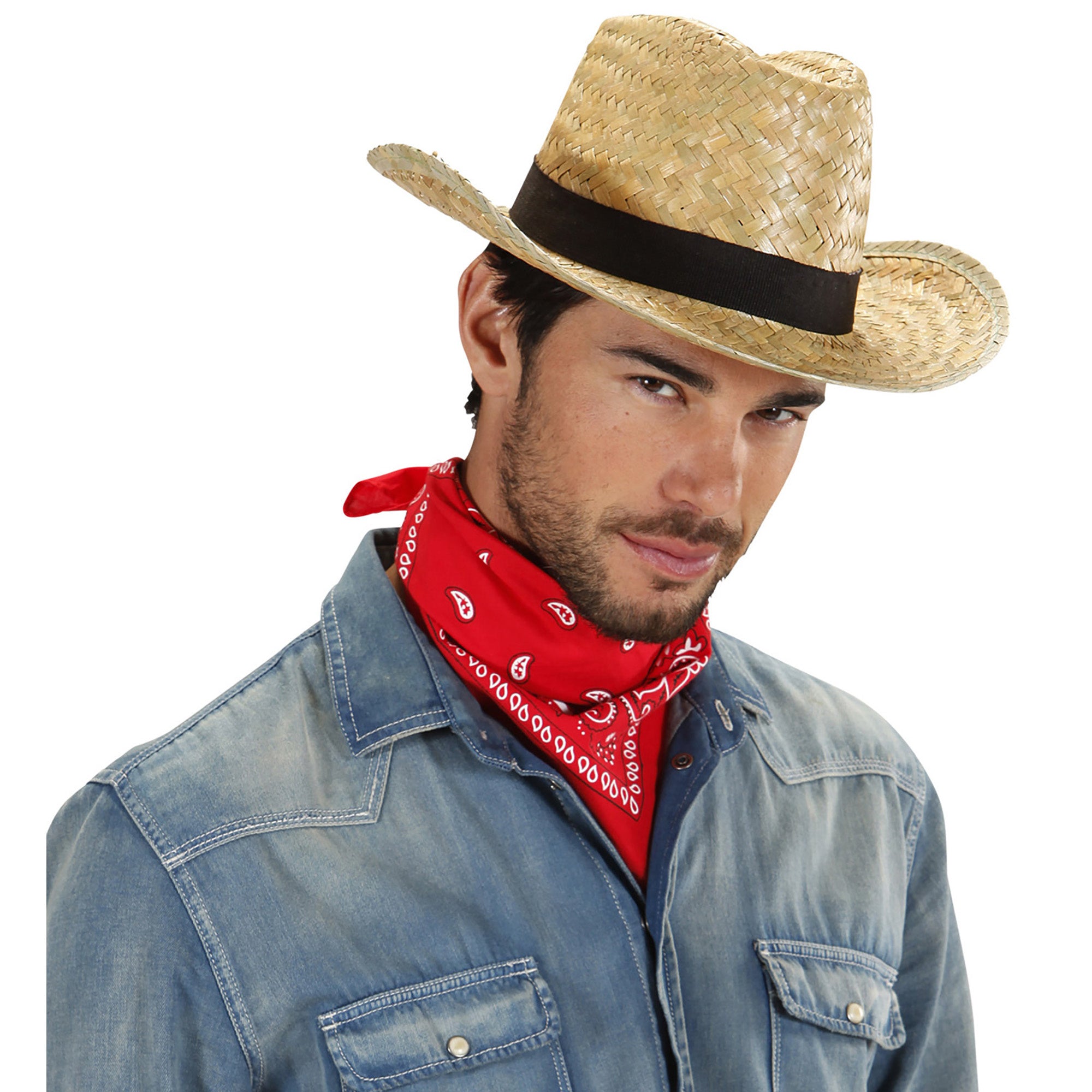 Widmann - Wilde Westen Kostuum - Strohoed Texas - bruin - Carnavalskleding - Verkleedkleding