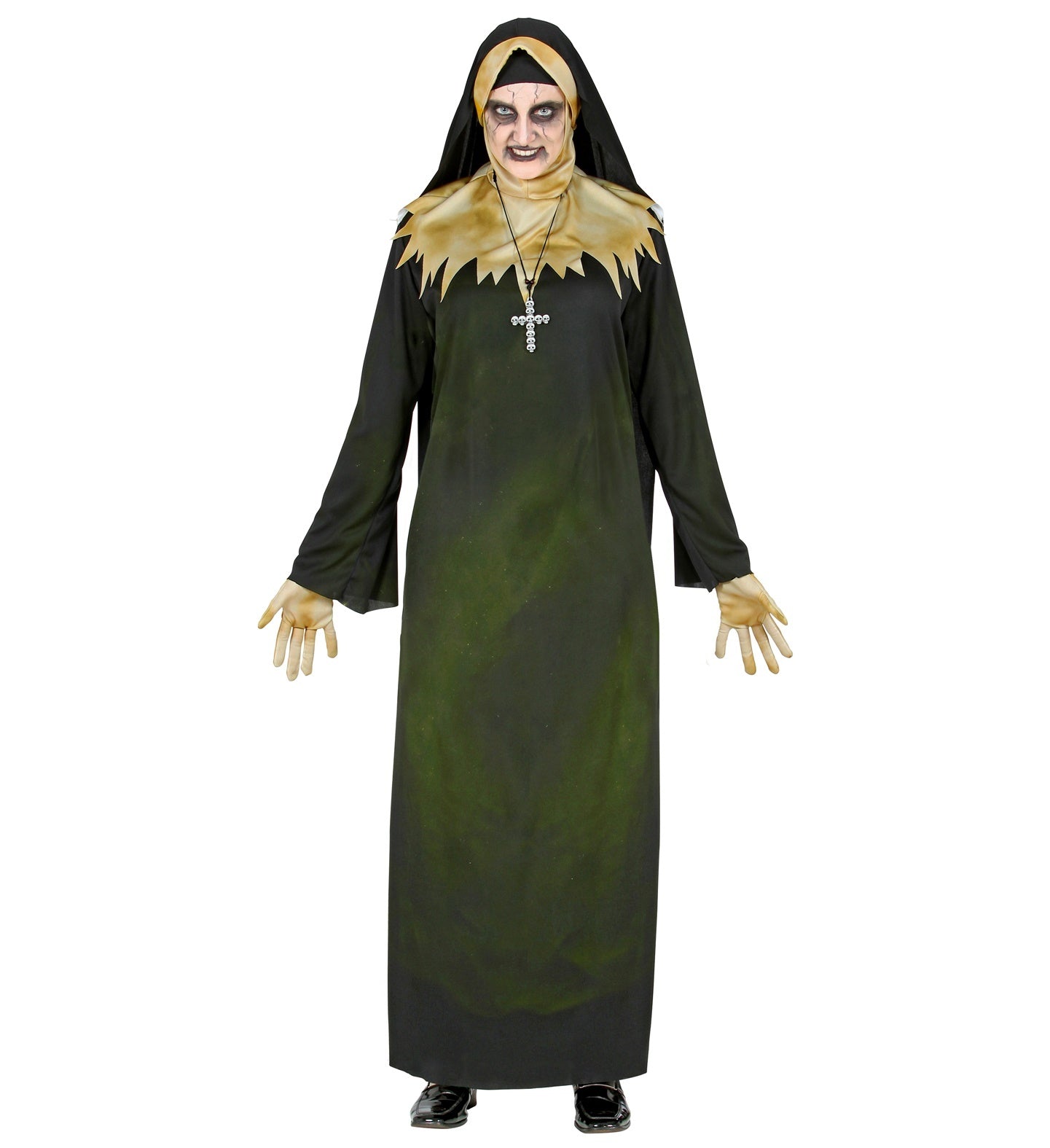 Widmann - Non Kostuum - Bezeten Door Een Demoon Non - Vrouw - groen,zwart - XXL - Halloween - Verkleedkleding