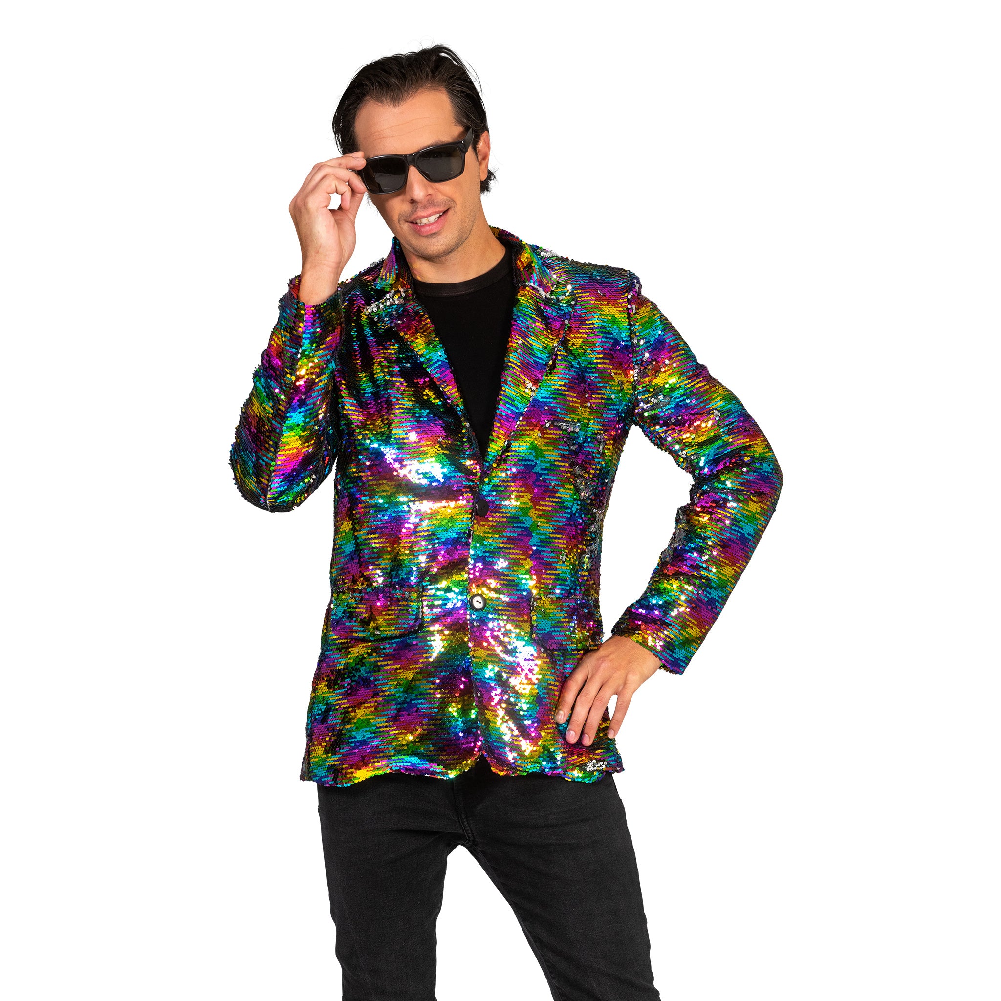 Ruige disco jas Jack regenboog print