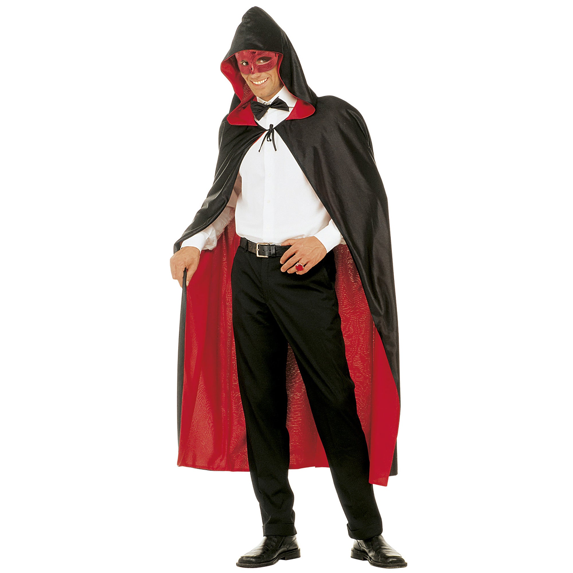 Widmann - Vampier & Dracula Kostuum - Luxe Zwart / Rode 2-Zijdige Cape - rood,zwart - Maat 140 - Halloween - Verkleedkleding