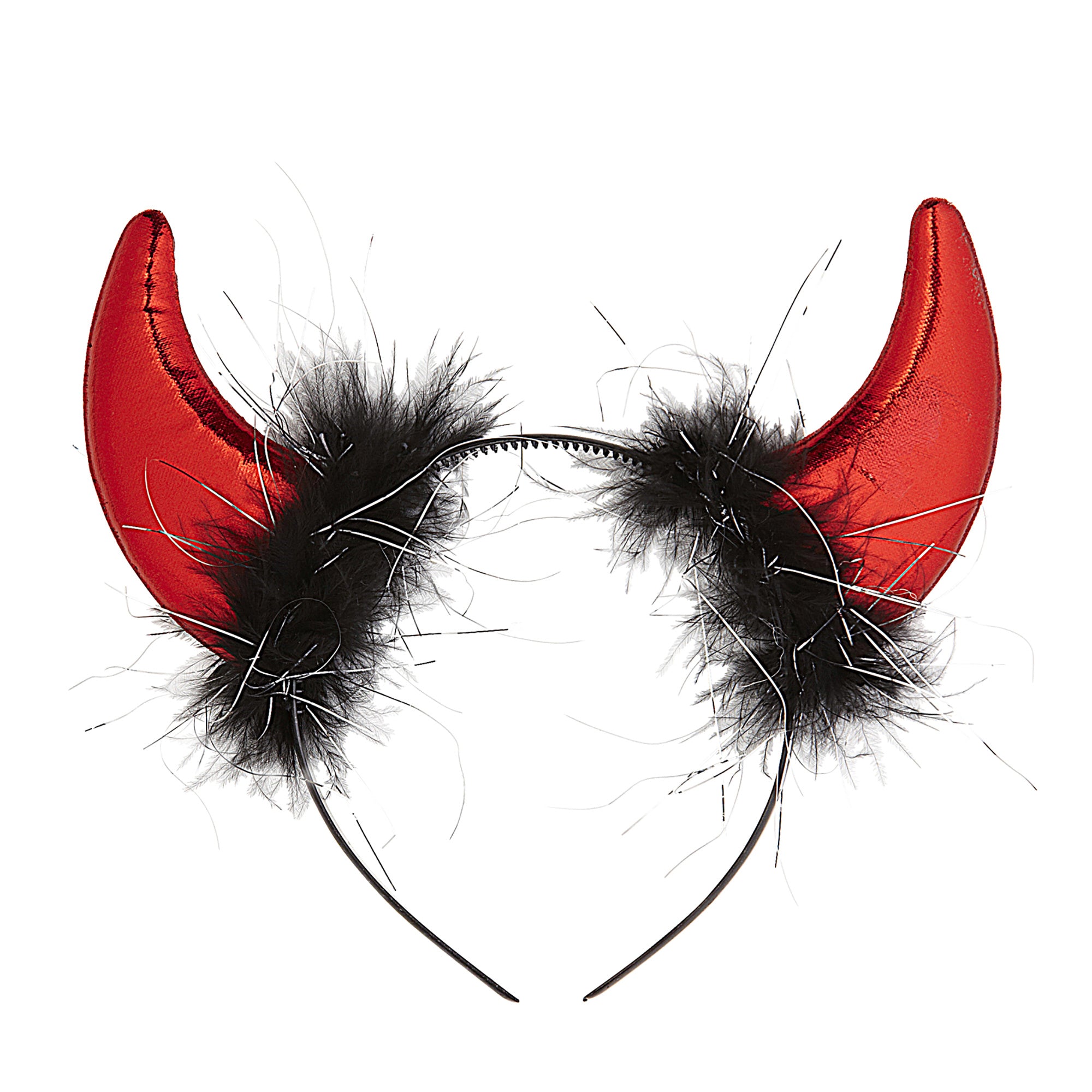 Widmann -Evil Red Duivelshoorntje Metallic Met Marabou - rood - Halloween - Verkleedkleding