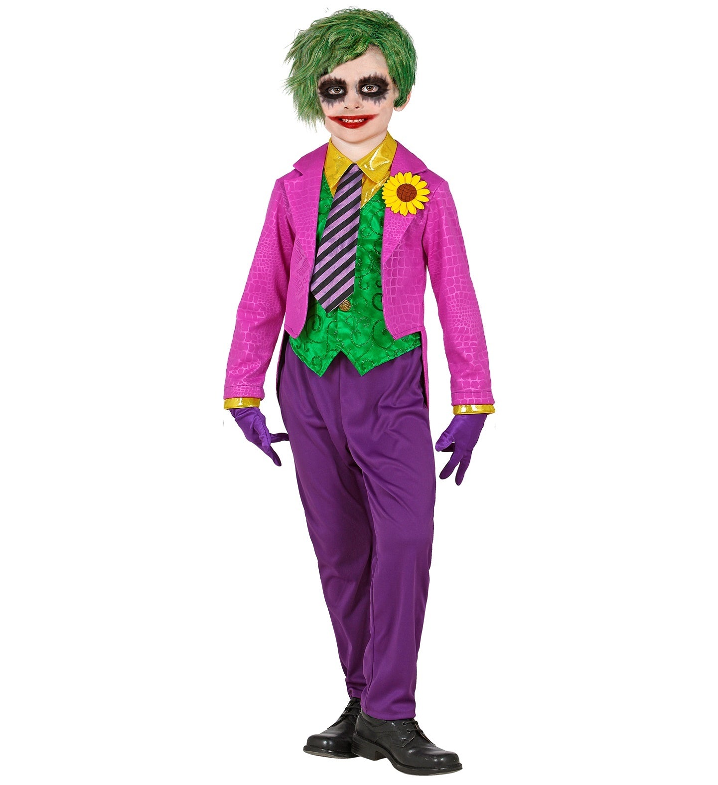 Widmann - Joker Kostuum - Ondeugende Joker Junior - Jongen - groen,paars - Maat 116 - Halloween - Verkleedkleding