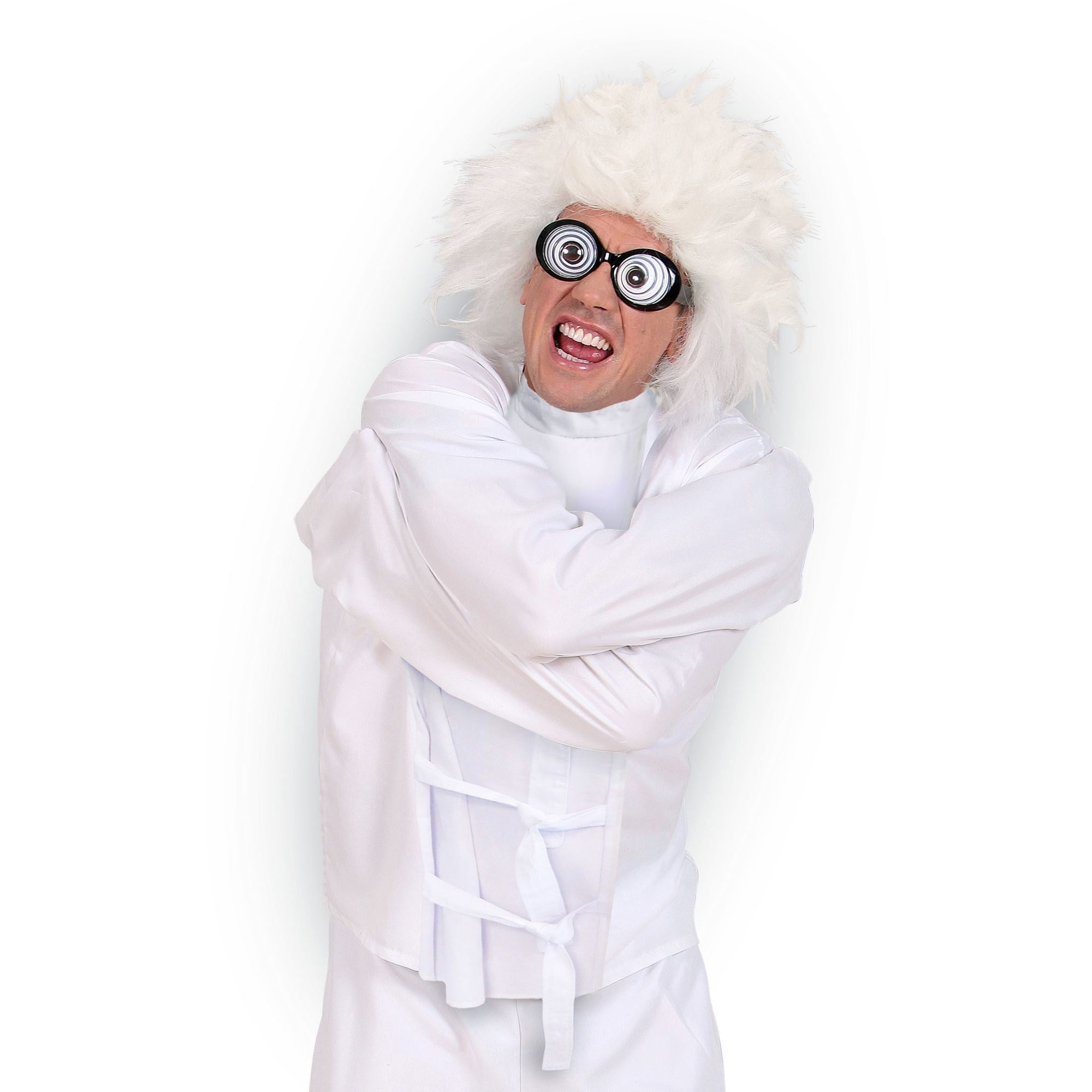 Widmann - Boef Kostuum - Dwangbuis Dr Crazy Kostuum Man - Wit / Beige - One Size - Halloween - Verkleedkleding