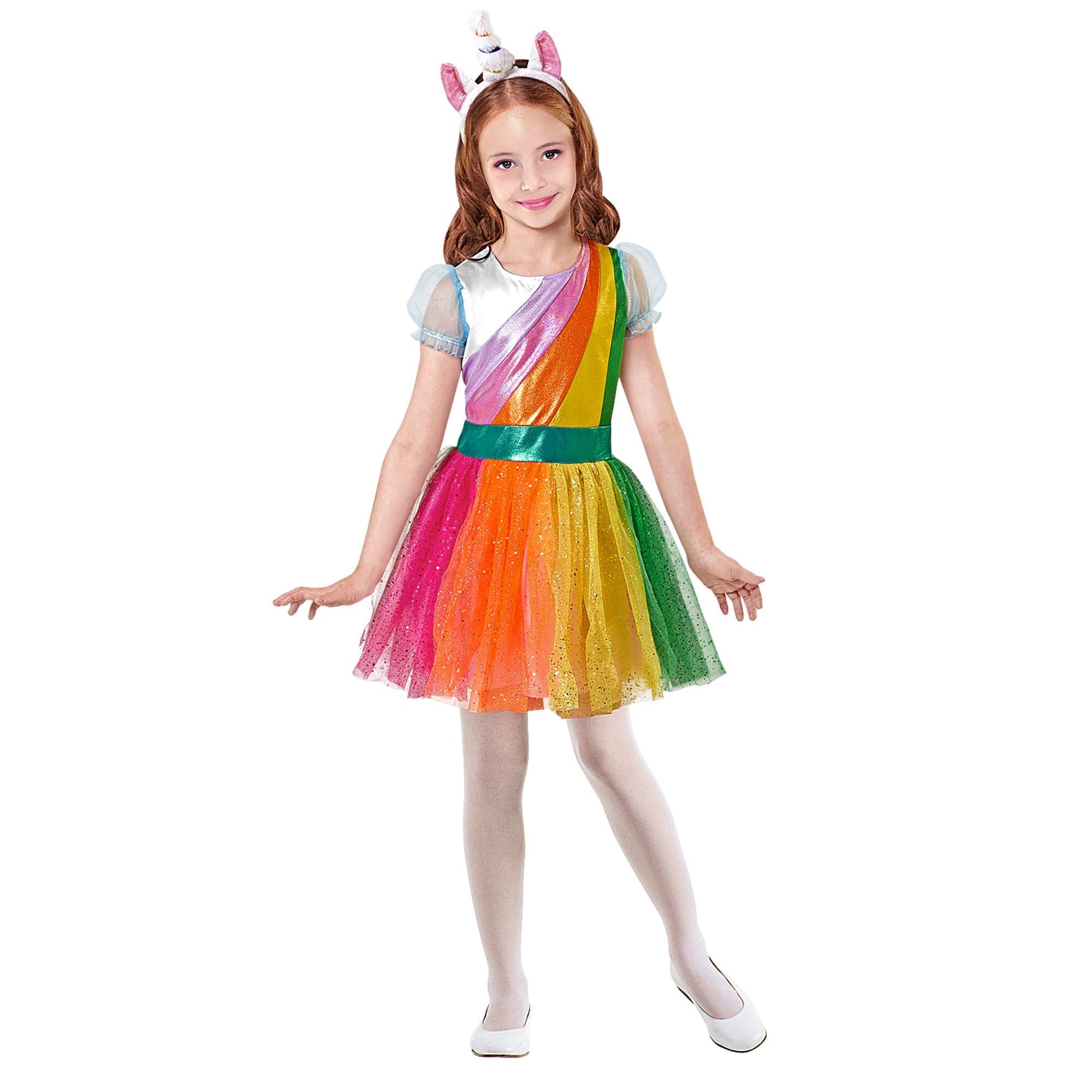 Eenhoorn Kostuum | Eenhoorn Regenboog | Meisje | Maat 140 | Carnaval kostuum | Verkleedkleding