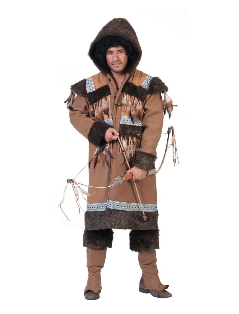 Funny Fashion - Eskimo Kostuum - Eskimo Nalu - Man - bruin - Maat 48-50 - Carnavalskleding - Verkleedkleding