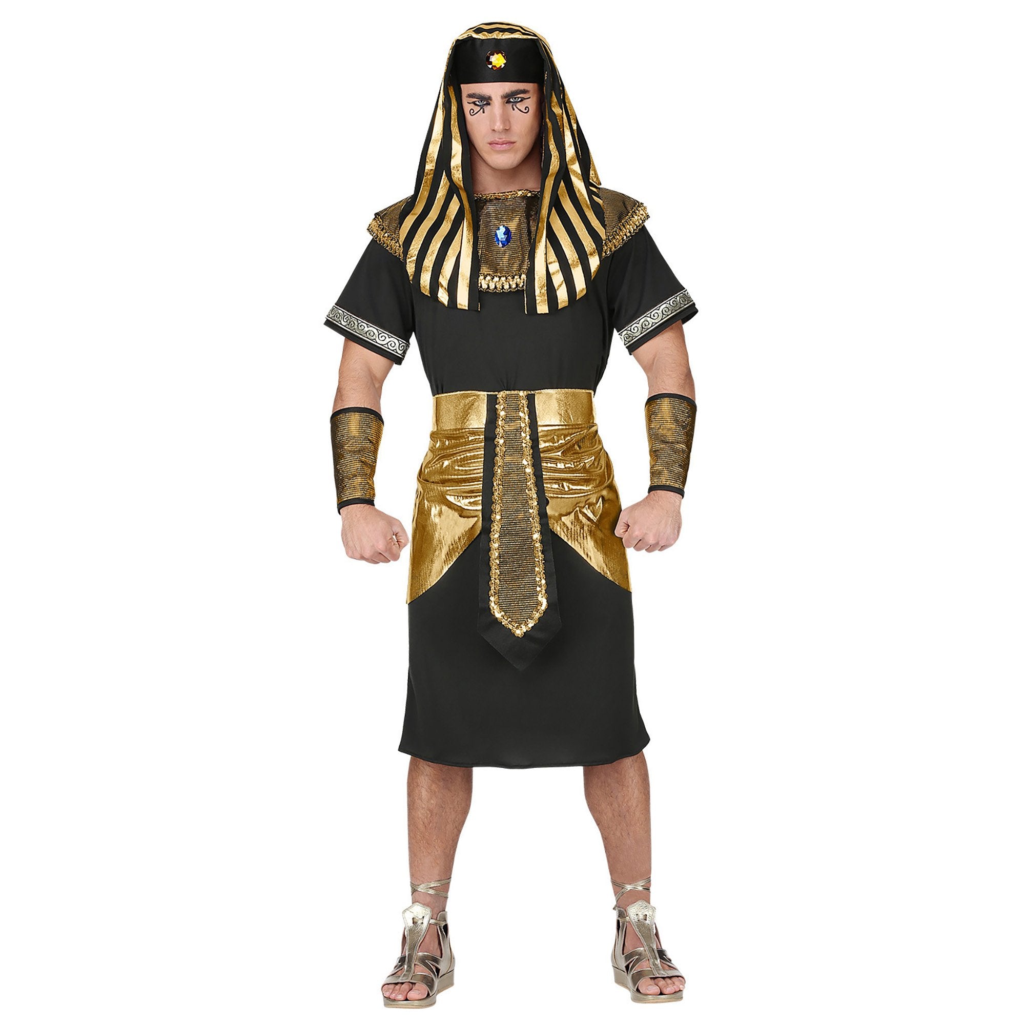 Widmann - Egypte Kostuum - Man Van Het Grote Huis Farao Egypte Kostuum - Zwart, Goud - XL - Carnavalskleding - Verkleedkleding