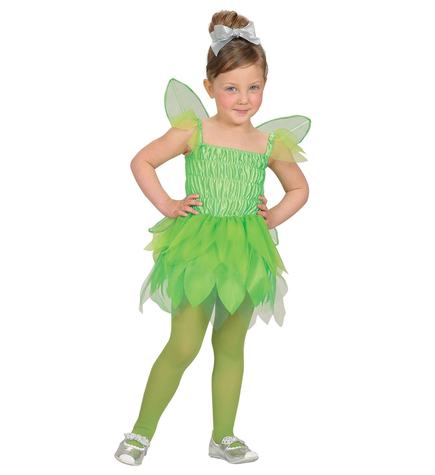 Widmann - Elfen Feeen & Fantasy Kostuum - Groene Pixie Huiself Sanne - Meisje - groen - Maat 98 - Carnavalskleding - Verkleedkleding