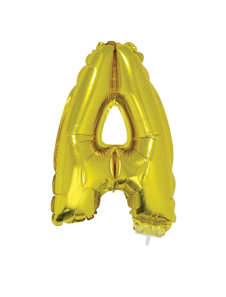 Folie Ballon Letter A Goud 41cm met Rietje