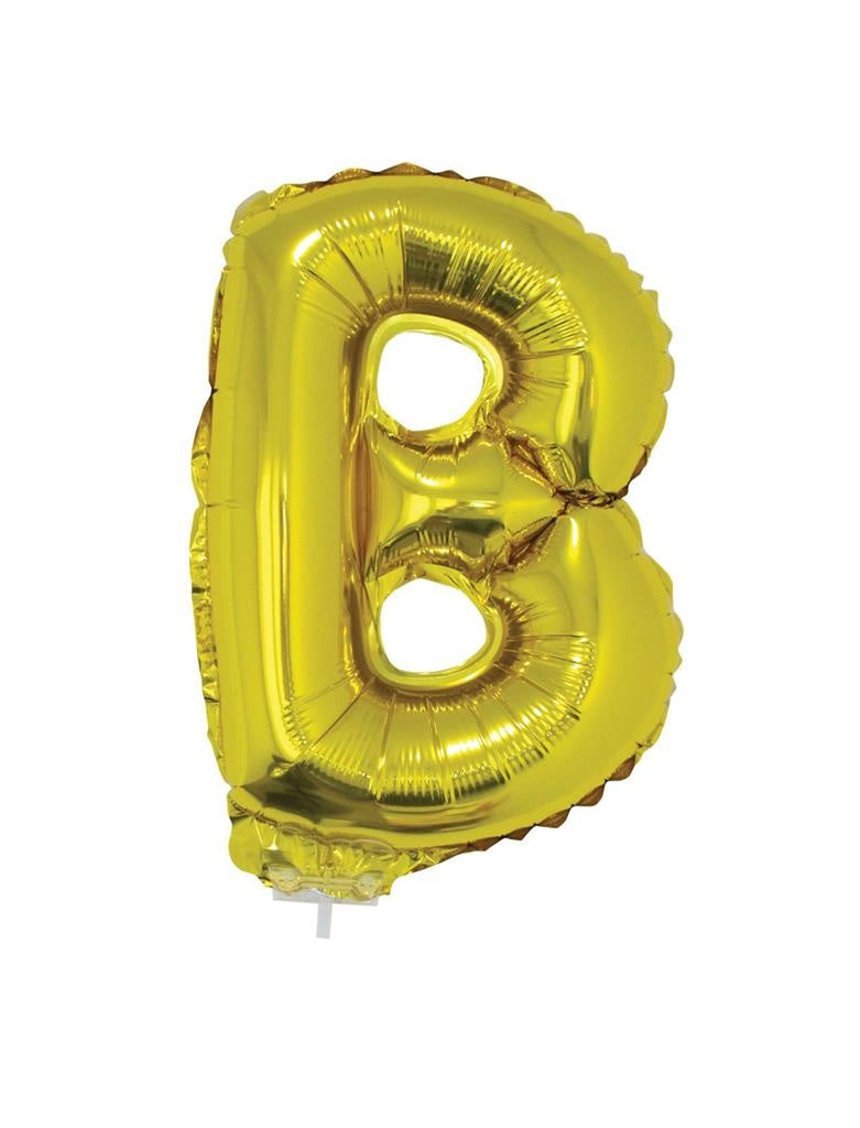 Folie Ballon Letter B Goud 41cm met Rietje