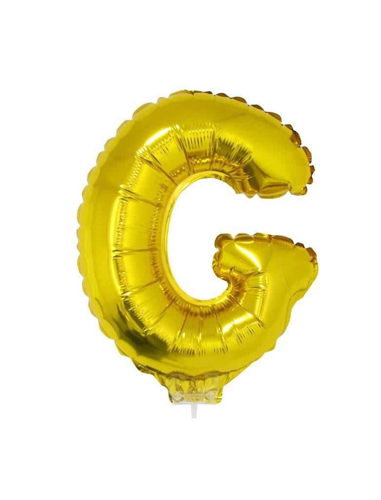 Folie Ballon Letter G Goud 41cm met Rietje