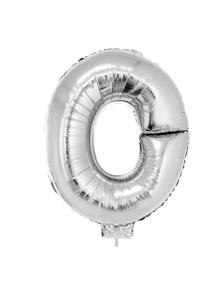 Folie Ballon Letter O Zilver 41cm met Rietje