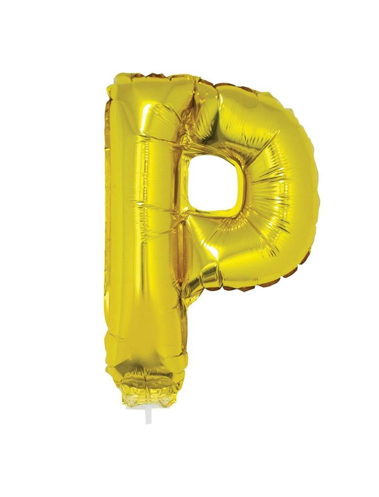 Folie Ballon Letter P Goud 41cm met Rietje