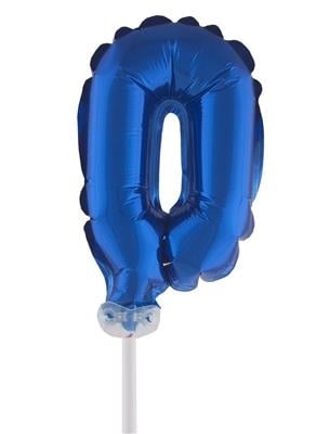 Folie ballon 13 cm op stokje blauw