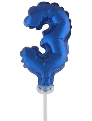 Folie ballon 13 cm op stokje blauw