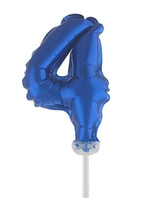 Folie ballon 13 cm op stokje blauw