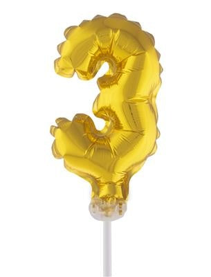 Folie ballon 13 cm op stokje goud