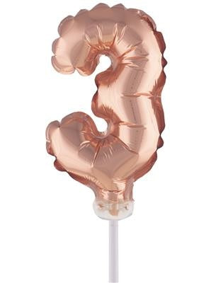 Folie ballon 13 cm op stokje rose goud