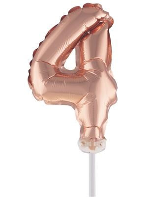 Folie ballon 13 cm op stokje rose goud