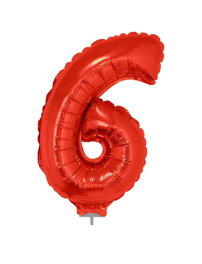 Folie ballon 41 cm op stokje rood