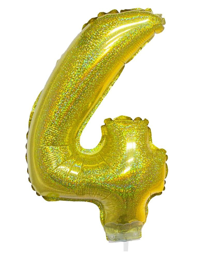 Folie ballon 41cm op stokje glitter goud