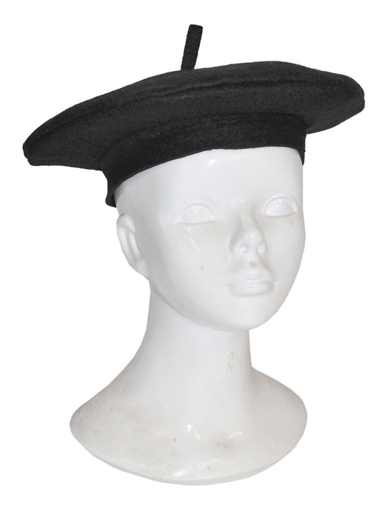 Zwarte baret volwassenen 59 cm - Verkleedhoofddeksels