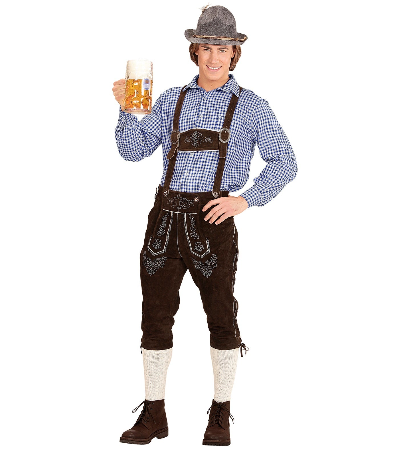 Blauw wit geruit shirt Gustav voor het oktoberfeest